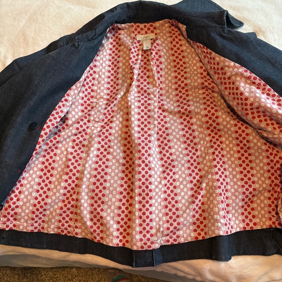 LOFT Vintage Dark Wash Denim Style Double-Breasted Pea Coat with Pockets - Picture 10 of 17